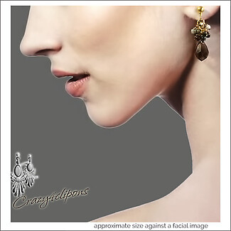 Gemstone Clustered Dangling Clip Earrings