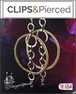Hoop Frenzy Textured Brass Clip Earrings