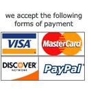 we accept master card, visa, discover, paypal