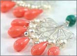 clip earrings with turquoise and coral