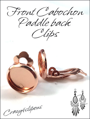 Bright Copper Front Cabochon Paddle back Clips