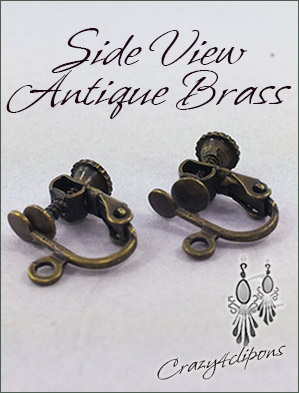 Clip Earrings Findings: Small Antique Brass Screw-back