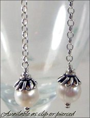 Soft dangling pearl earrings