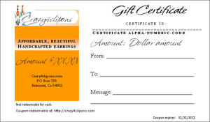Gift Certificates - Many denominations