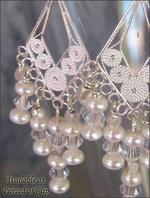 Silver, pearls, crystal earrings