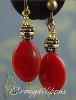 Chinese Fire glass clip earrings
