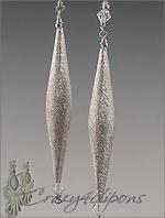 Long brushed bicone silver earrings