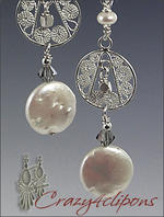 Dangling Pearl silver clip earrings