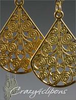 Filigree light clip earrings