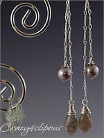 Labradorite and pearl clip earrings