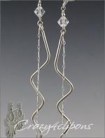 Drips of Silver Long clip on earrings