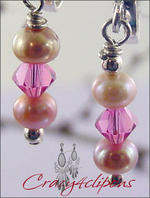 Girls Children pearls Swarovski earrings