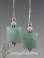 Amazonite pearl clip earrings