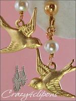 Spring/Easter Swallow birds clip earrings