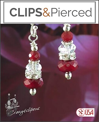 Petite Red Crystal Elegance Pierced and Clip Earrings