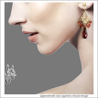 Stylish Filigree Gold & Red Chandelier Earrings