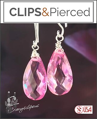 Everyday Elegance with Pink Zirconia Clip-On Earrings