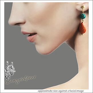 Auburn & Teal Elegance: Clip-On or Pierced Earrings