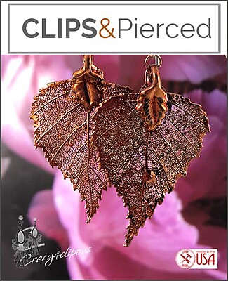 Nature's Elegance: Real Leaf Copper Clip Earrings