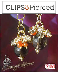 Smoky Quartz Elegance: Clip On or Pierced, Your Style, Your Choice
