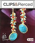 Summer Harmony: Turquoise & Coral Clip Earrings